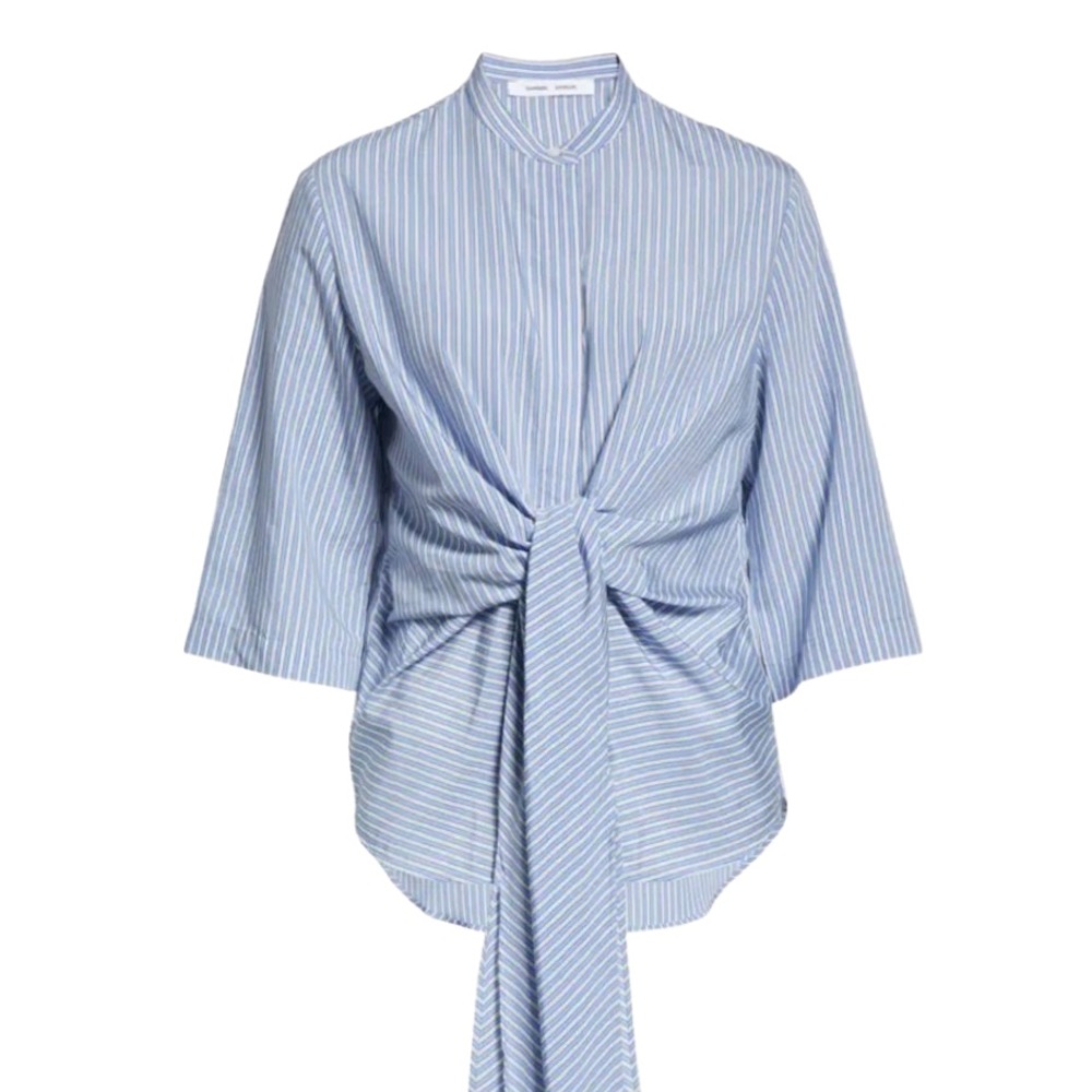 SAMSOE SAMSOE SYLVIA STRIPE TIE FRONT BLOUSE